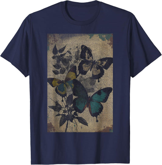 Fairy Grunge Fairycore Aesthetic Cottagecore Goth Butterfly - Brown - Adults - Short Sleeve - - Classic Fit - Graphic - Size S T-Shirt - T-Shirt | Navy