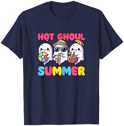 Summerween Hot Ghoul Summer Halloween Ghost T-Shirt - T-Shirt | Navy