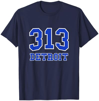 Graphic Apparel Co. Detroit Area Code 313 - Hometown Pride - Classic T-Shirt - T-Shirt | Navy