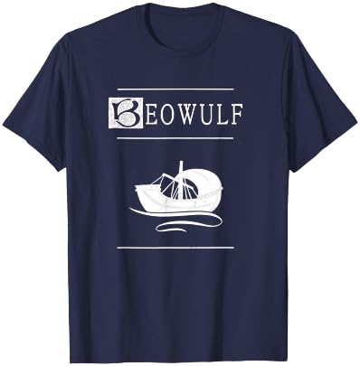 Beowulf and The Viking Ship T-Shirt - T-Shirt | Navy