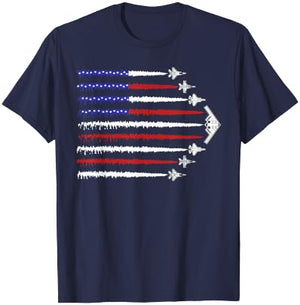 USA Fighter Jets 4th of July Men Women Kids Funny Patriotic T-Shirt - T-Shirt | Navy