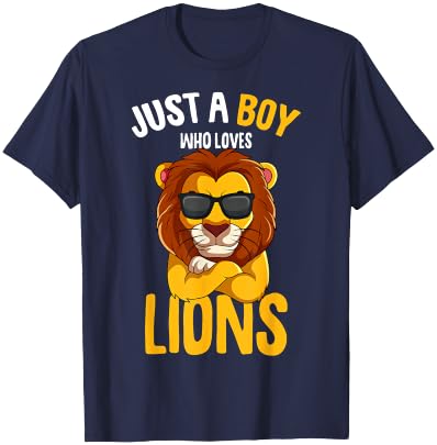 Just a Boy who loves Lions Toddler Boy Kids Lion T-Shirt - T-Shirt | Navy