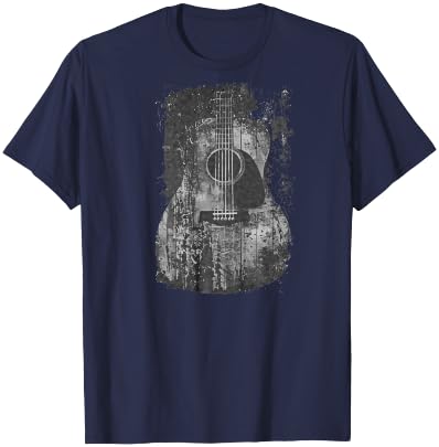 Acoustic Guitar, Vintage, Distressed, Rock & Roll Music T-Shirt - T-Shirt | Navy