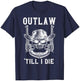 Outlaw Until I Die Bandit Skull Revolver Western Distressed T-Shirt - T-Shirt | Navy