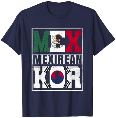 Mexirean Roots Mexico and South Korea Mix Korean Mexican T-Shirt - T-Shirt | Navy