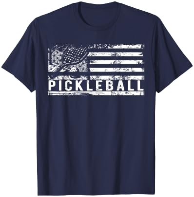 US Flag Pickleball American Pickleball Player T-Shirt - T-Shirt | Navy