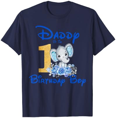 Daddy Of The Birthday Boy Elephant Family Matching T-Shirt - T-Shirt | Navy