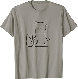 Photography Lover's Line Art DSLR Camera - Photographer T-Shirt - T-Shirt | Sand