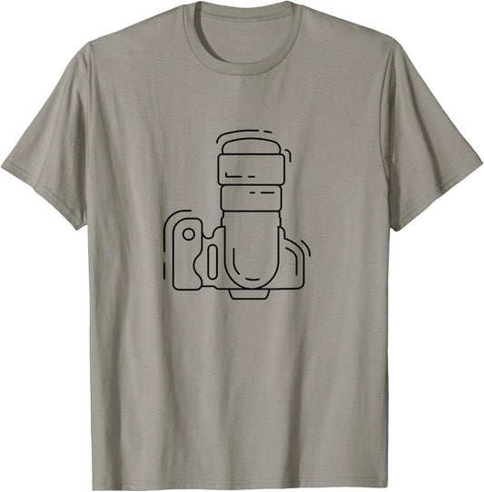 Photography Lover's Line Art DSLR Camera - Photographer T-Shirt - T-Shirt | Sand