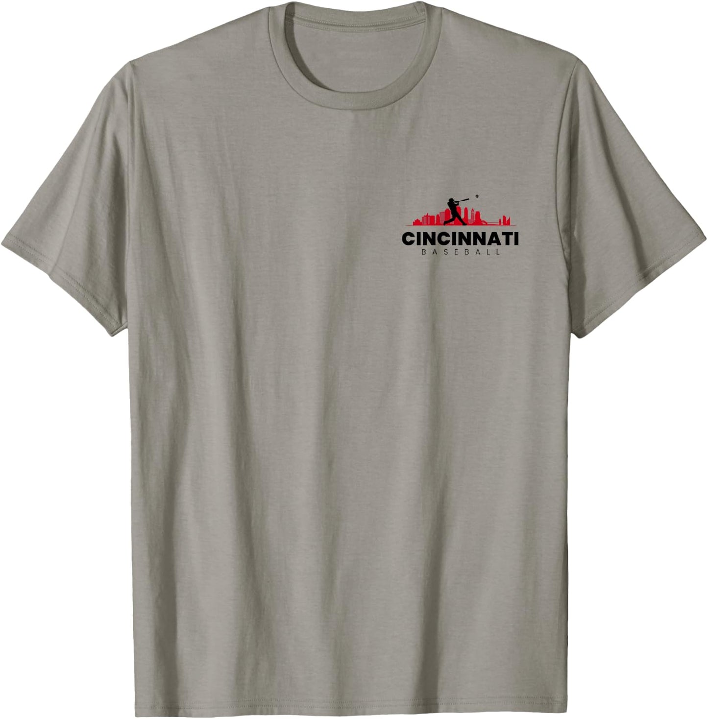 Cincinnati Baseball Minimalist City Skyline Baseball Lover T-Shirt - T-Shirt | Sand