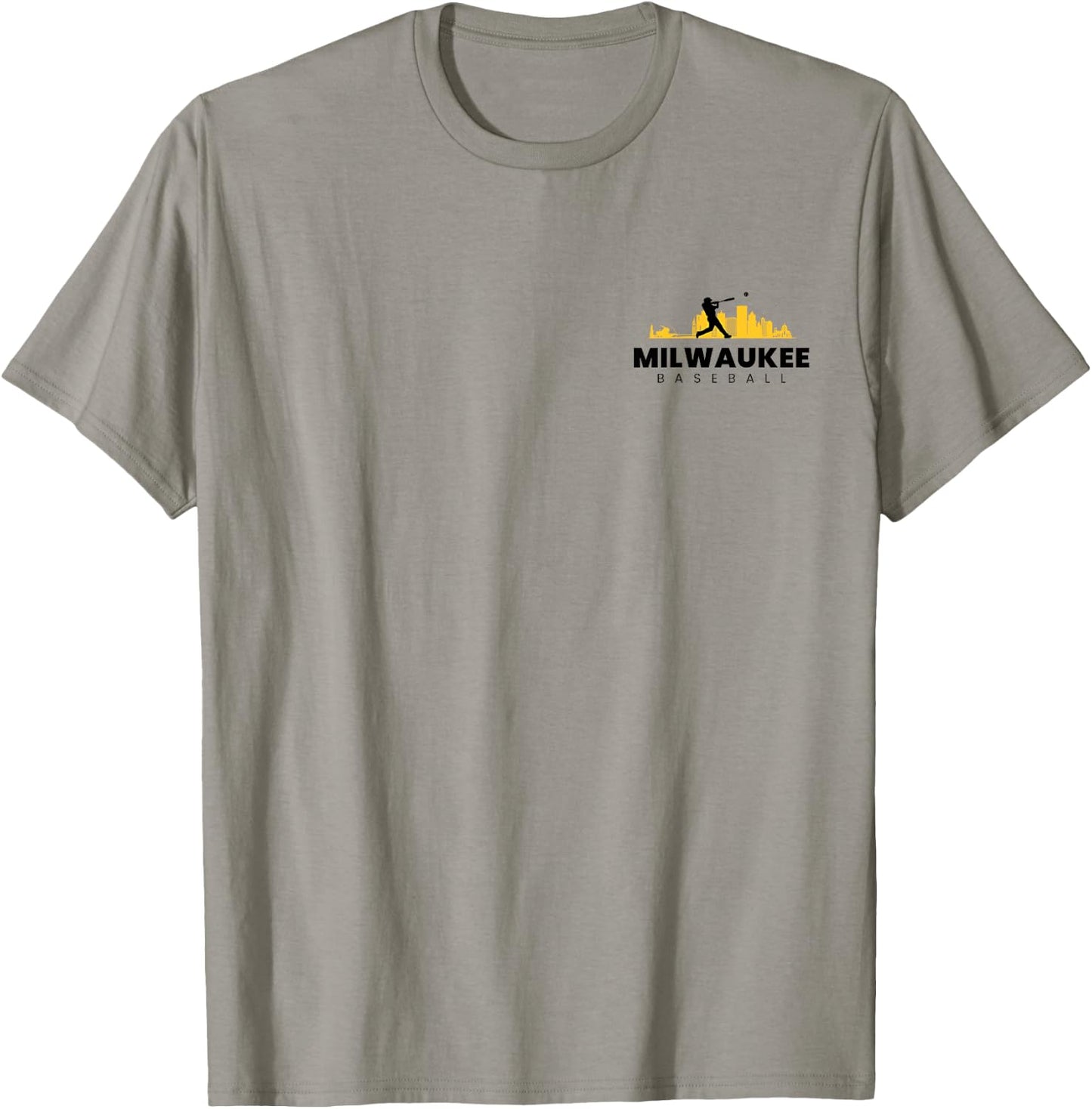 Milwaukee Baseball Minimalist City Skyline Baseball Lover T-Shirt - T-Shirt | Sand
