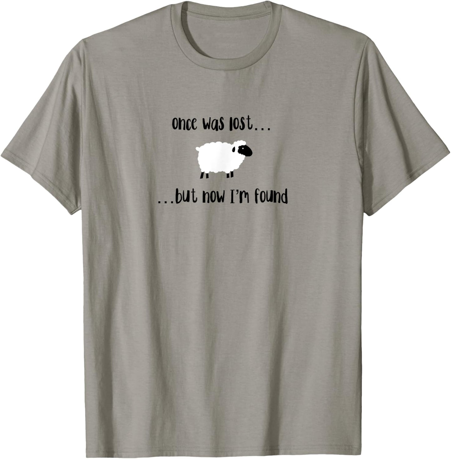 Once Was Lost But Now I’m Found Cute Lamb Christian Design T-Shirt - T-Shirt | Sand