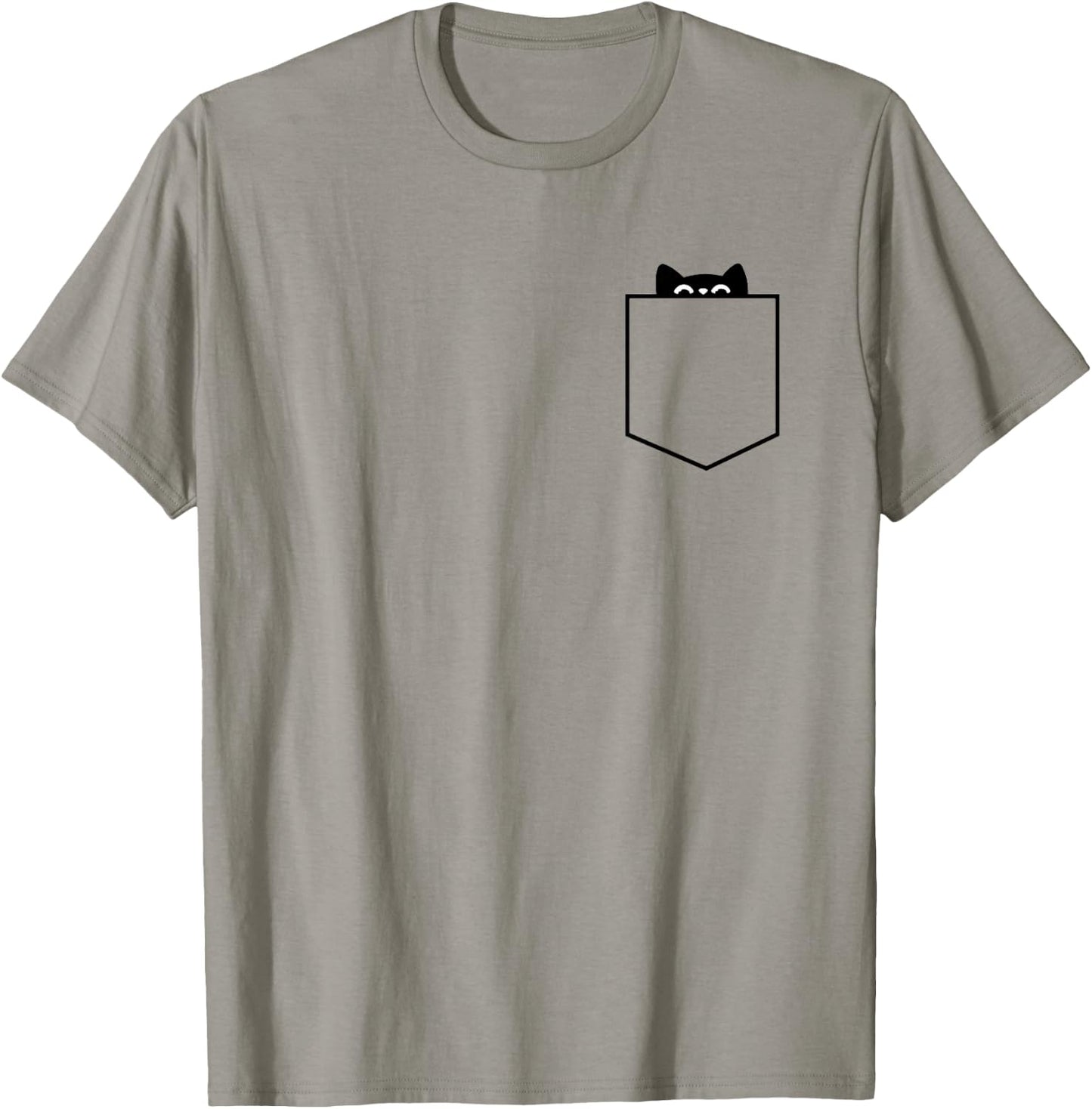 MInimalist Cat In Pocket, Funny Cat In Pocket, Cat T-Shirt - T-Shirt | Sand