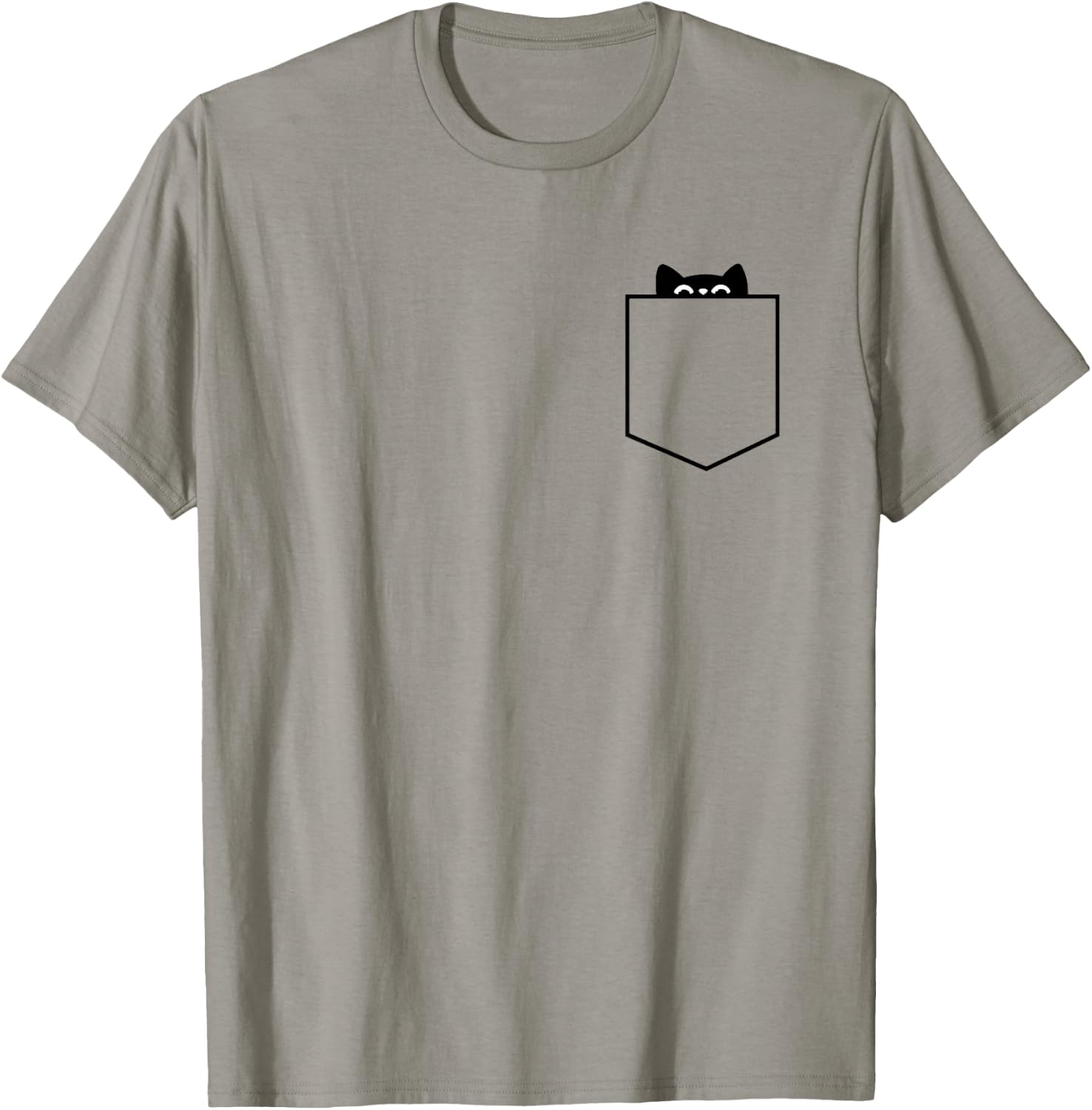 MInimalist Cat In Pocket, Funny Cat In Pocket, Cat T-Shirt - T-Shirt | Sand