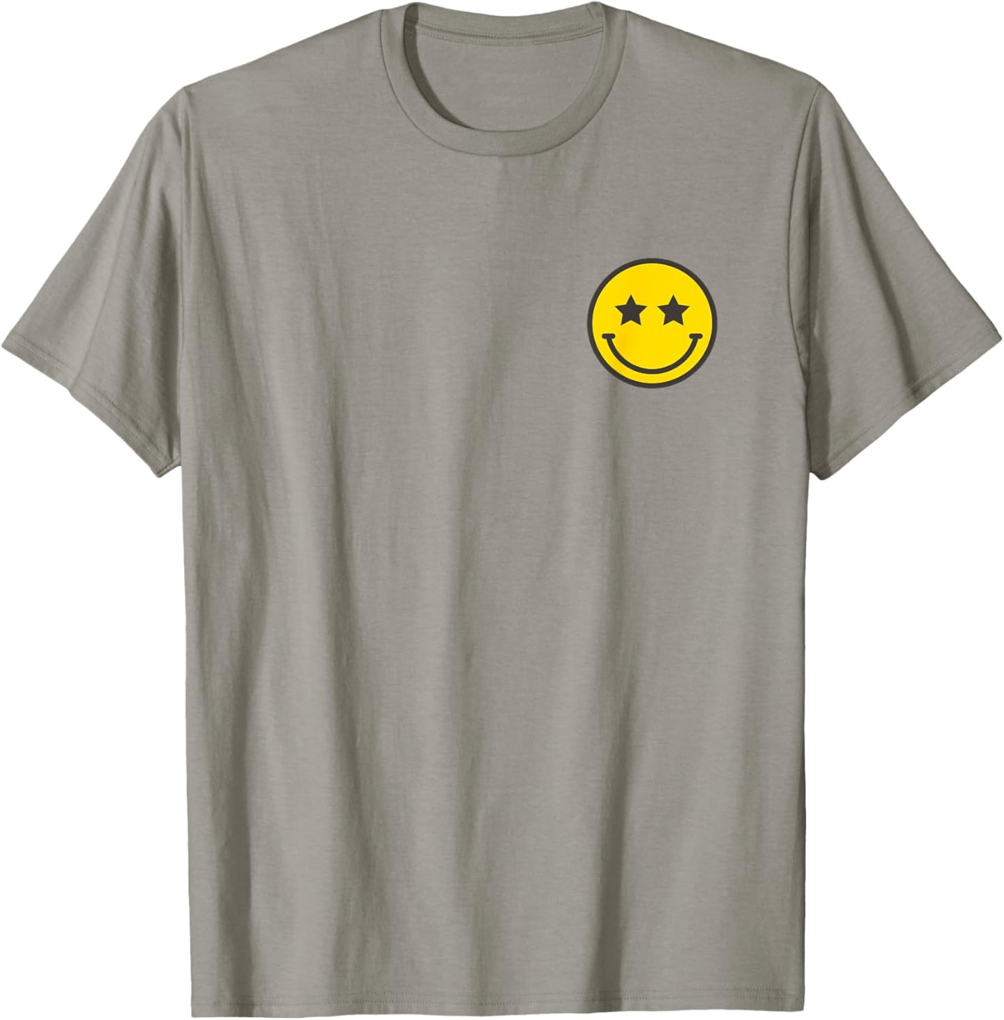 Minimalist Star Eyes Happy Smiling Smile Face Pocket Logo T-Shirt - T-Shirt | Sand