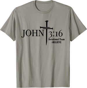 John 3 16 Devotional Team God Christian T-Shirt - T-Shirt | Sand