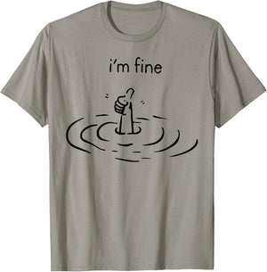 women's i'm fine print , Women's, Grey, Small T-Shirt - T-Shirt | Sand