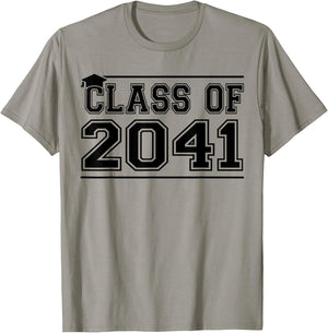 Class of 2041 Grow With Me Handprints On Back K to 12 Grade T-Shirt - T-Shirt | Sand