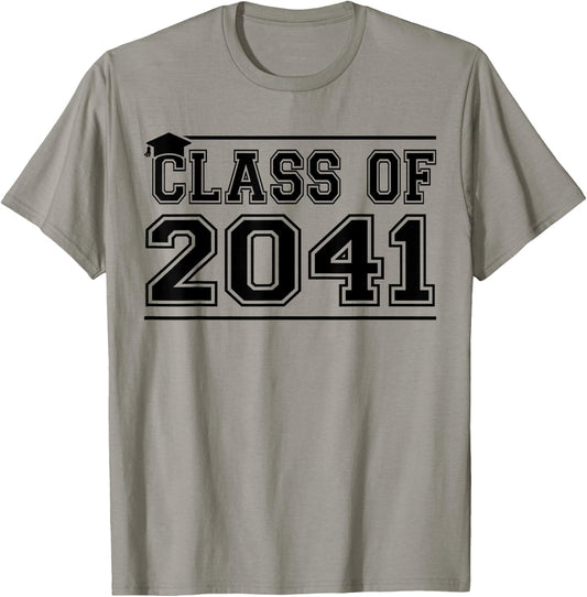 Class of 2041 Grow With Me Handprints On Back K to 12 Grade T-Shirt - T-Shirt | Sand