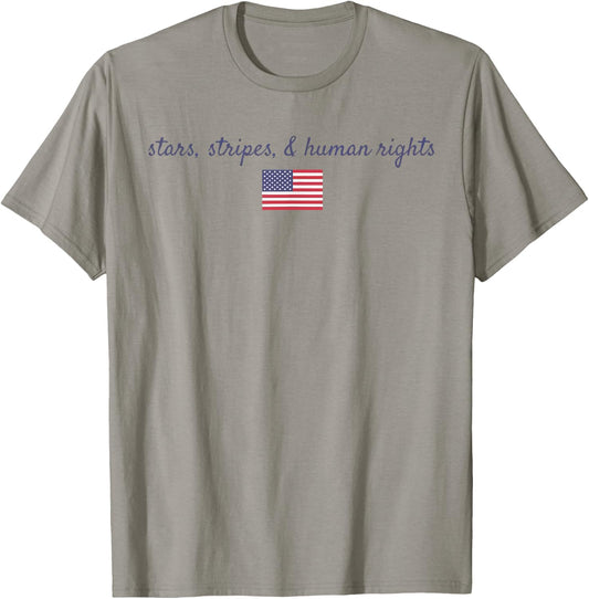 Stars, Stripes And Human Rights T-Shirt - T-Shirt | Sand