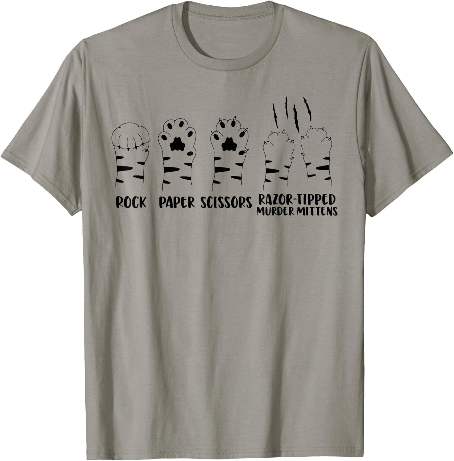 Cat Paw Rock Paper Scissors Razor Tipped Murder Mittens Men Women T-Shirt - T-Shirt | Sand