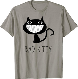 Bad Kitty - This Cat is One Naughty Kitty - Fun Cat Shirt Men Women Girls Kids T-Shirt - T-Shirt | Sand