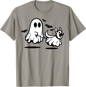 German Shepherd Ghost Walking Dog T-Shirt - T-Shirt | Sand