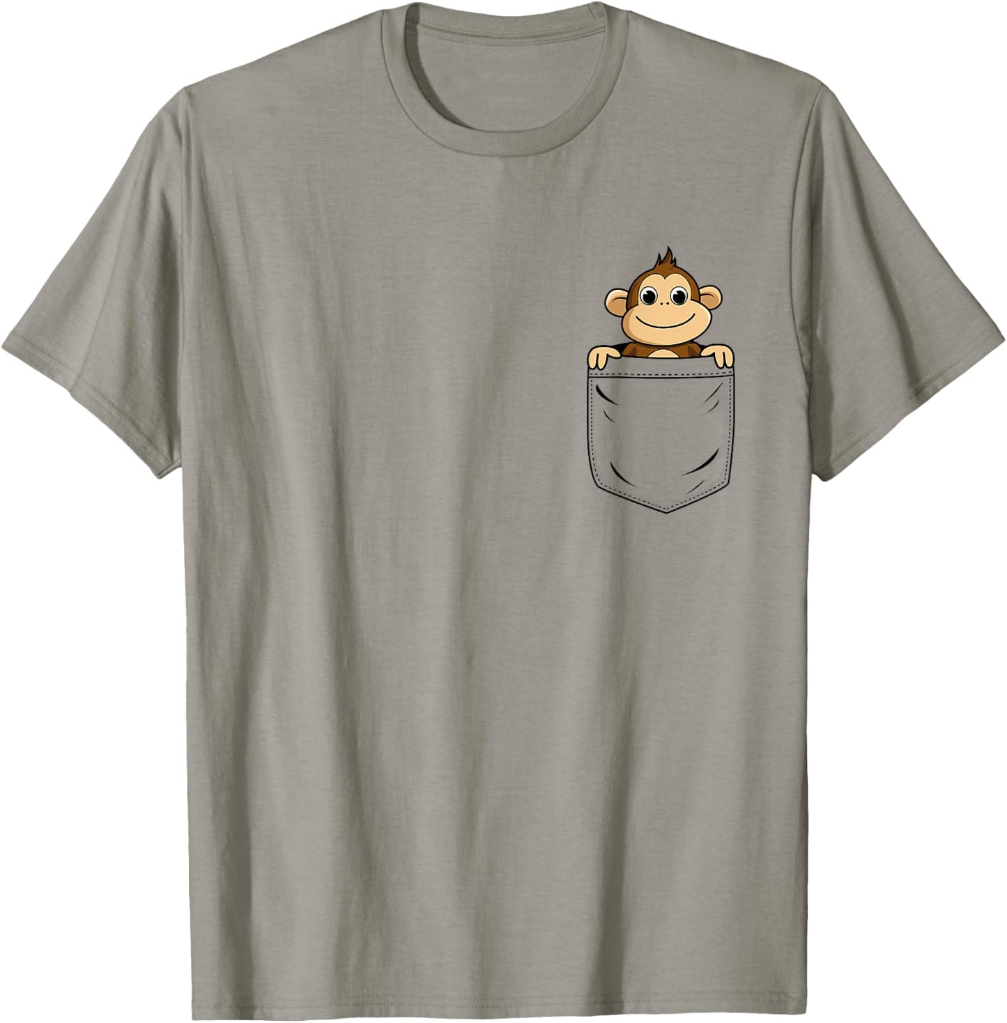 Monkey Lovers Cute Funny Monkey In Pocket T-Shirt - T-Shirt | Sand