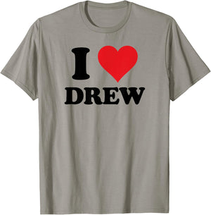 I Heart Drew First Name I Love Custom Stuff T-Shirt - T-Shirt | Sand