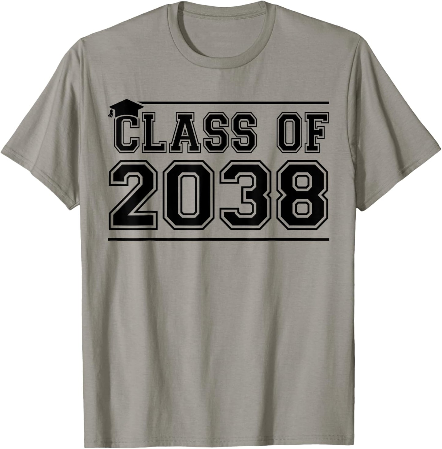 Class of 2038 Grow With Me Handprints On Back K to 12 Grade T-Shirt - T-Shirt | Sand
