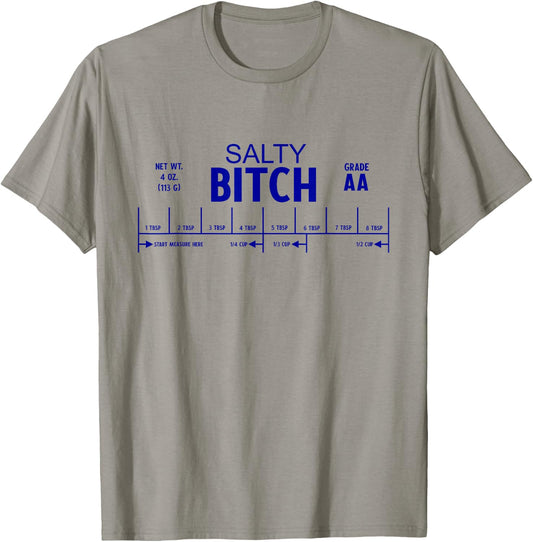 SALTY BITCH Funny Salted Butter Label Foodie Baking Memes T-Shirt - T-Shirt | Sand