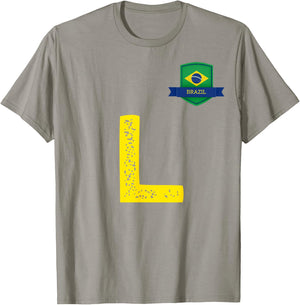 Brazil Human-Flag Letter L Brazil T-Shirt - T-Shirt | Sand