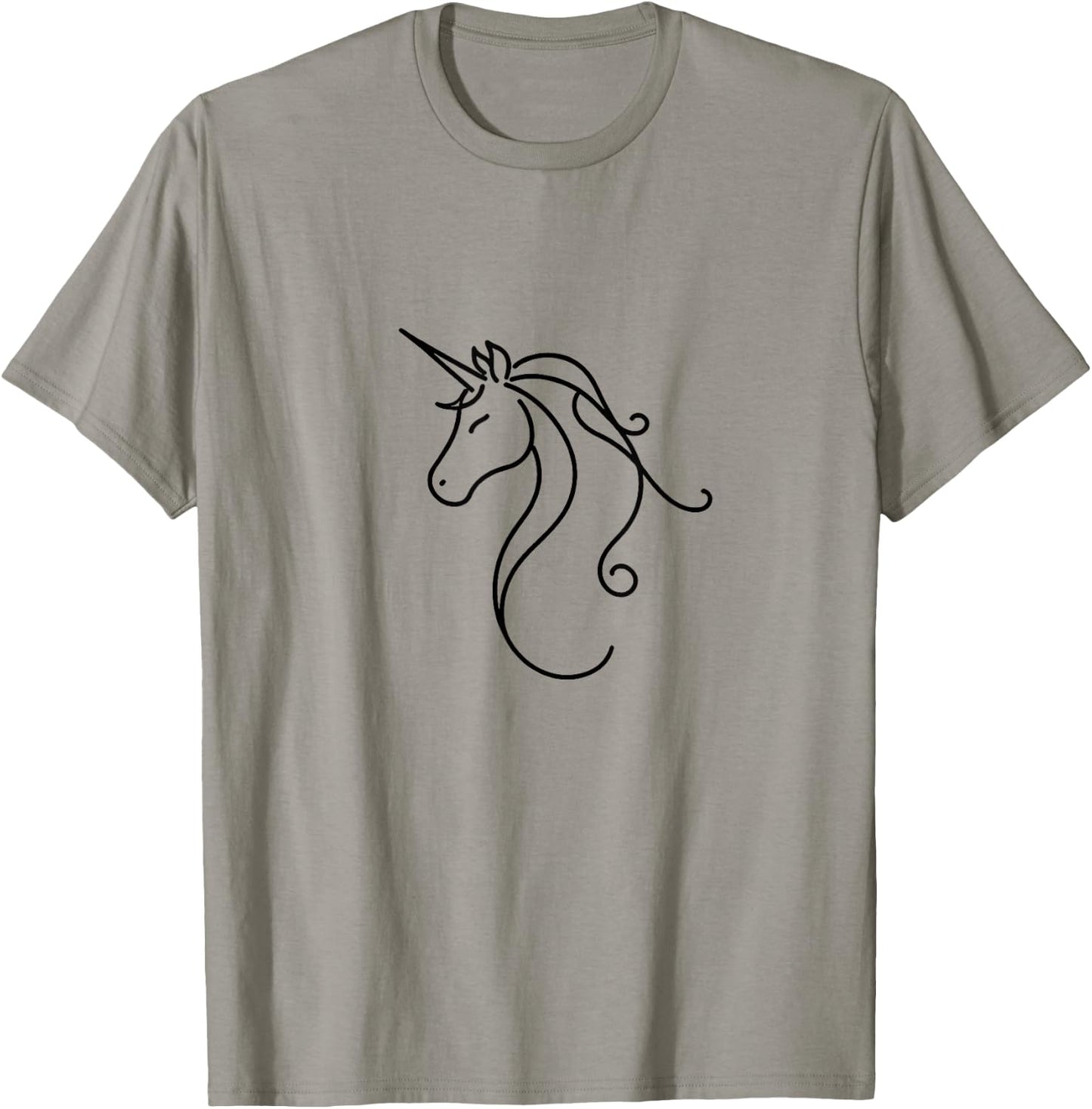 Biogeometry Elegant Minimalist Unicorn Sleek Line Art Print T-Shirt - T-Shirt | Sand