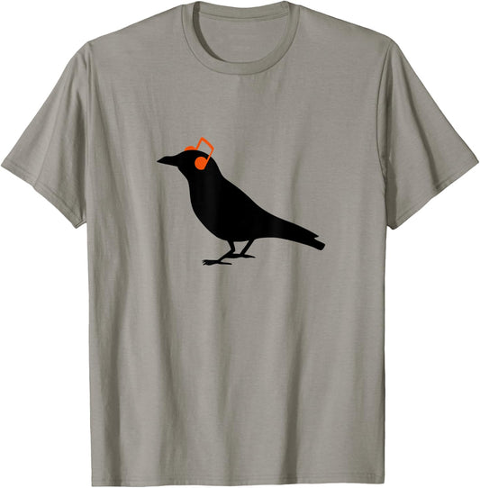 Headphones Headphones notes Raven Bird Hipster T-Shirt - T-Shirt | Sand