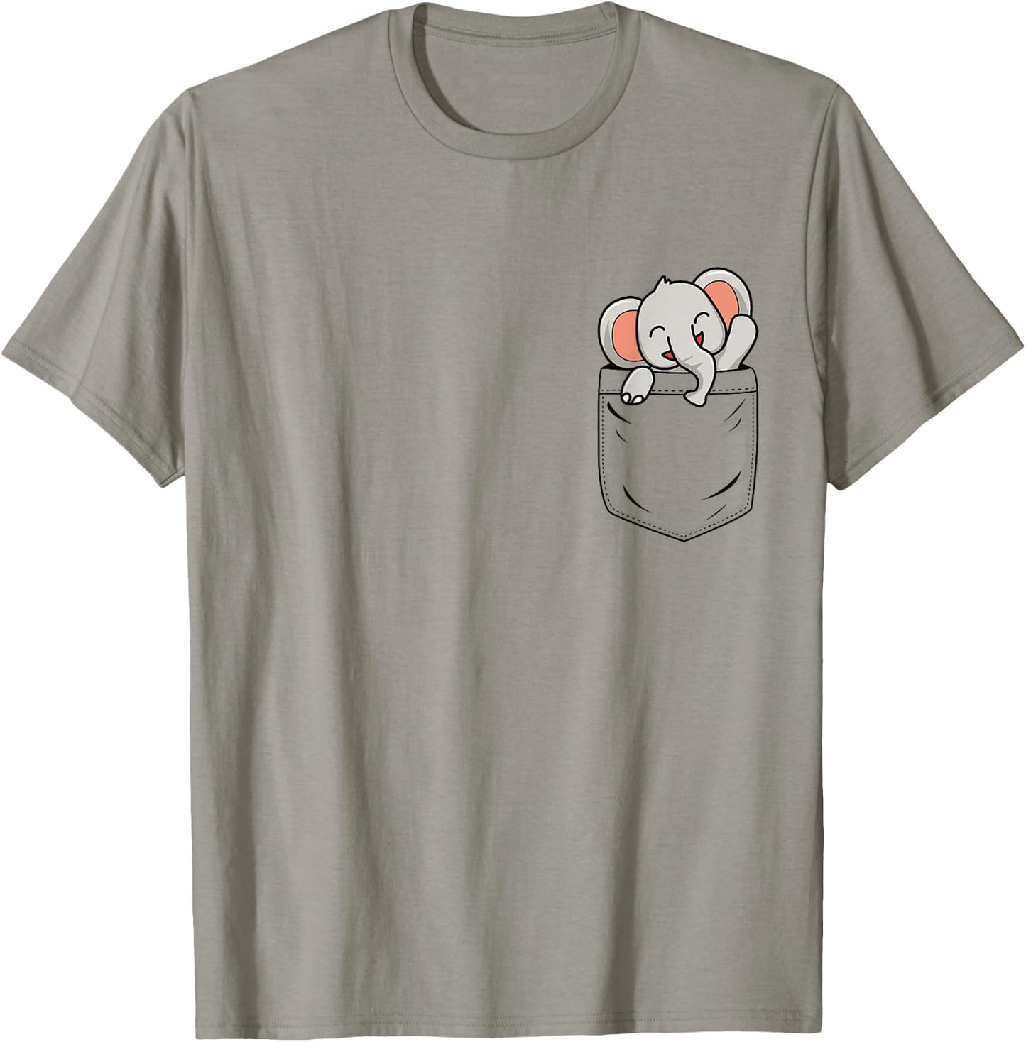 Elephant Lovers Cute Funny Elephant In Pocket T-Shirt - T-Shirt | Sand
