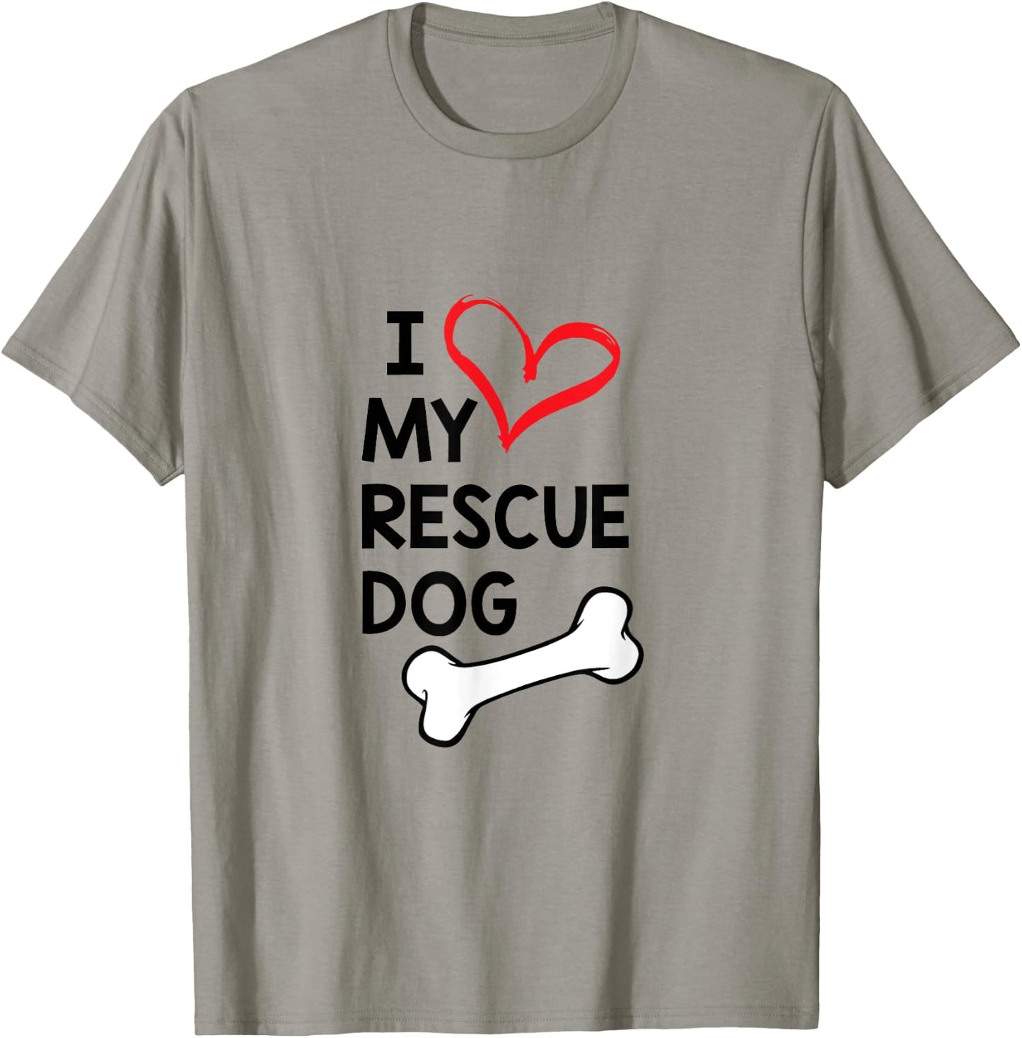 I Love My Rescue Dog Black Text T-Shirt - T-Shirt | Sand