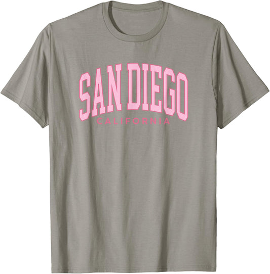 San Diego Preppy Retro Throwback Girls Pink Vintage T-Shirt - T-Shirt | Sand