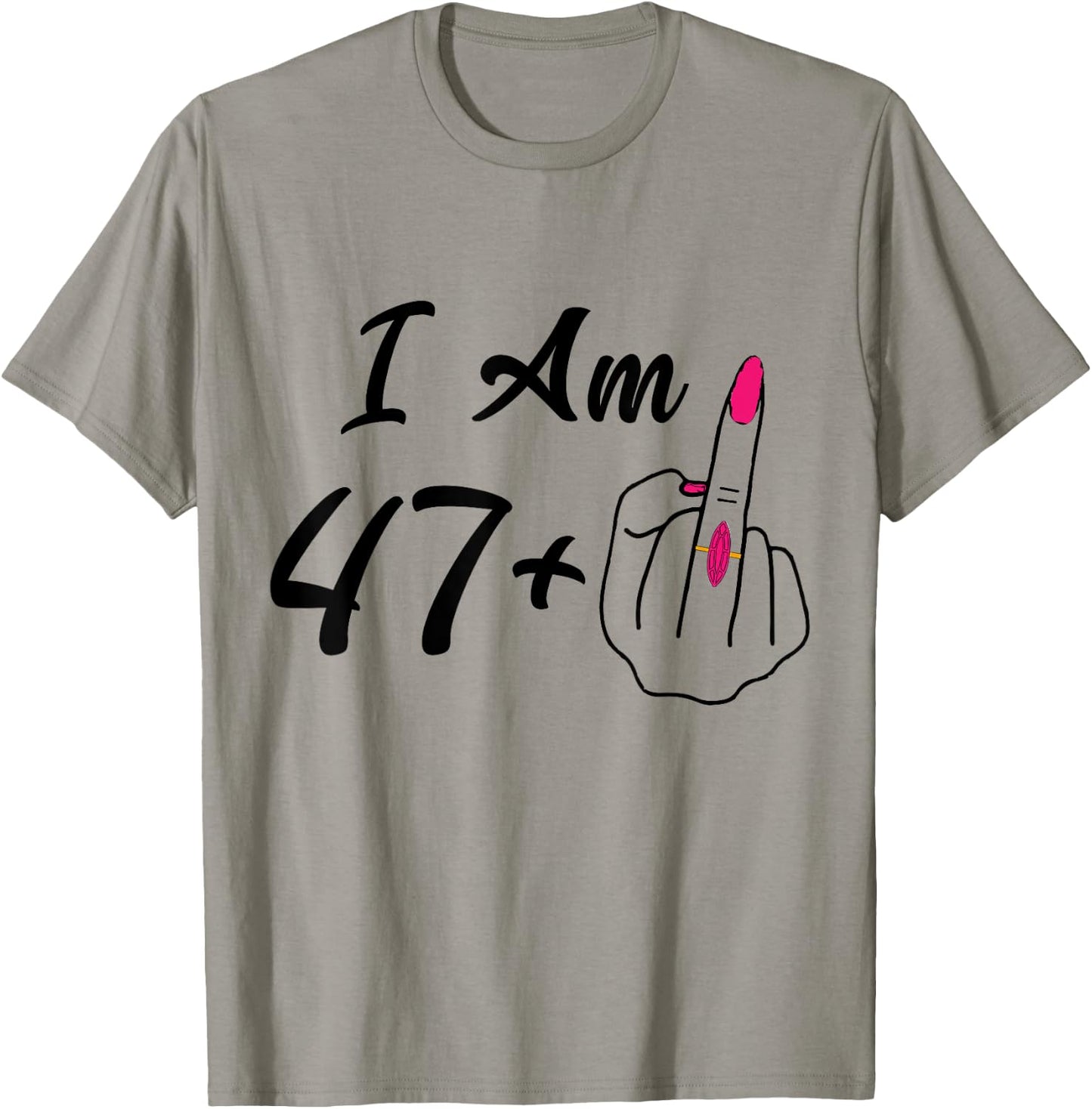 Personalized I Am 47 Plus 1 Middle Finger Humor 48th Women T-Shirt - T-Shirt | Sand