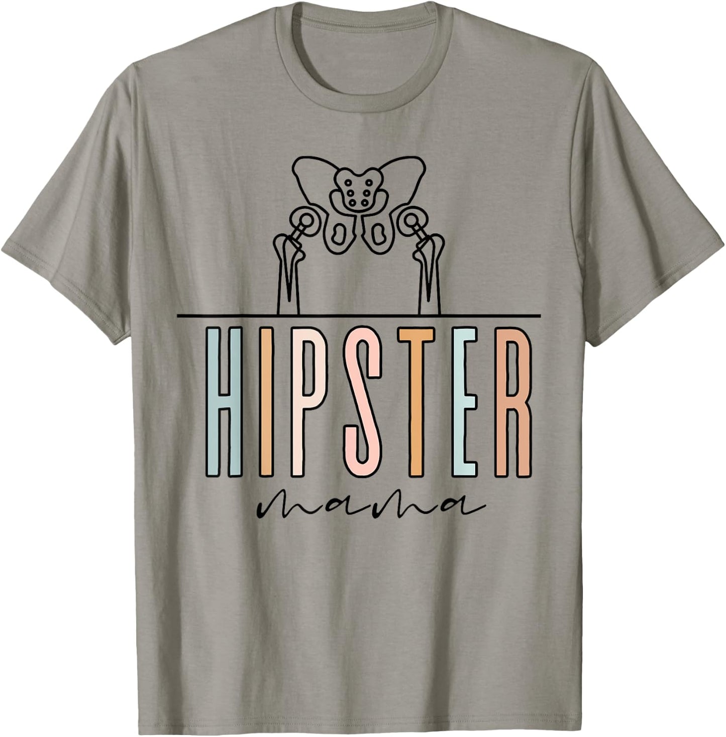 Hip Replacement Hippie Mama Hip Surgery Bionic Recovery T-Shirt - T-Shirt | Sand
