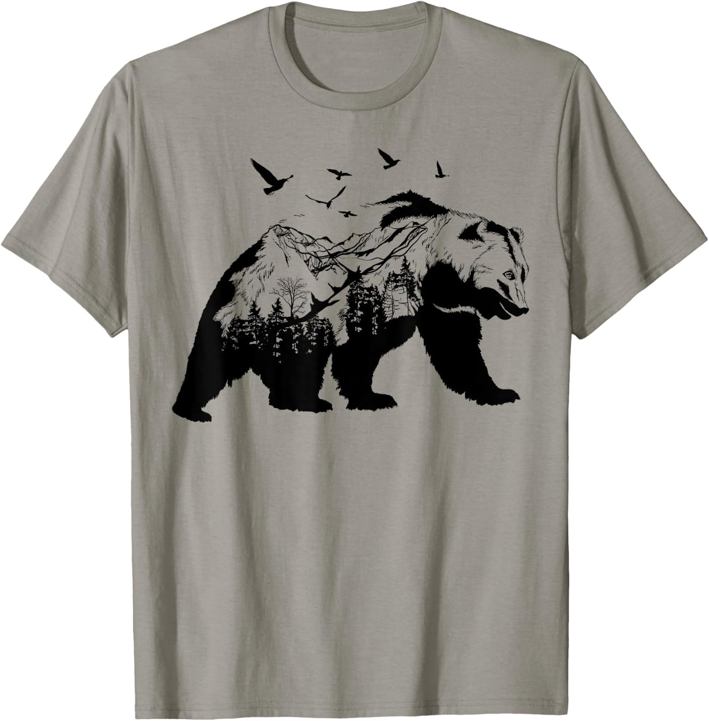 Bear Nature Outdoor Mountains Forest Trees Bear Wildlife T-Shirt - T-Shirt | Sand