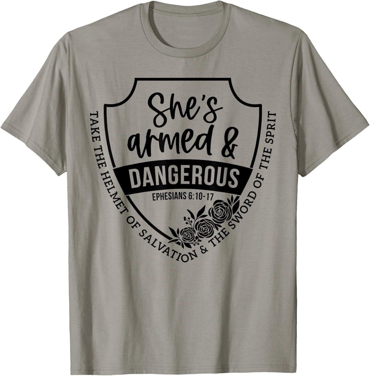 She's Armed & Dangerous Take The Helmet Of Salvation T-Shirt - T-Shirt | Sand