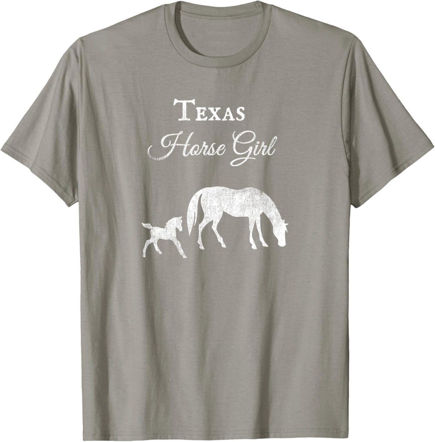 Texas Horse Girl Distressed Design Novelty T Shirt Gift T-Shirt - T-Shirt | Sand