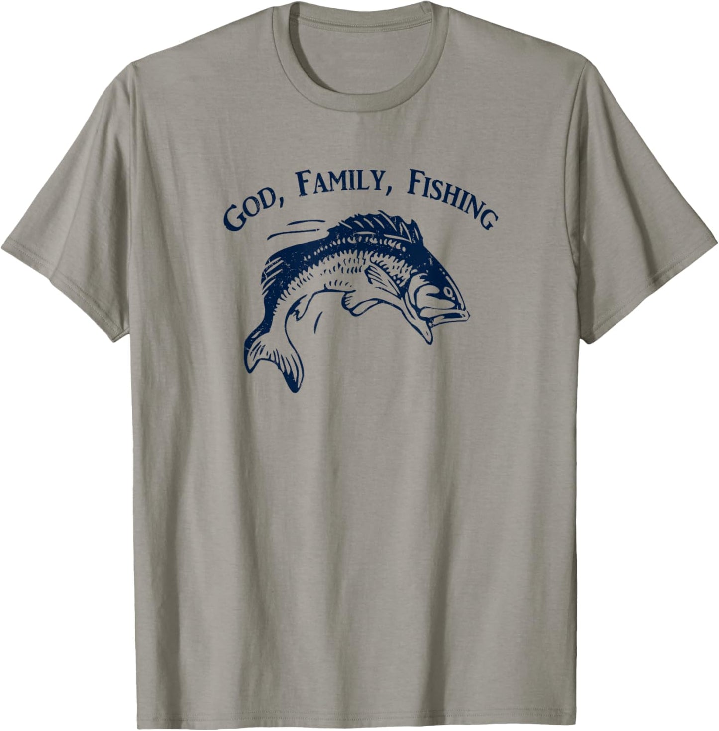 God Family Fishing Christian Fisherman Bass Fish Art Graphic T-Shirt - T-Shirt | Sand