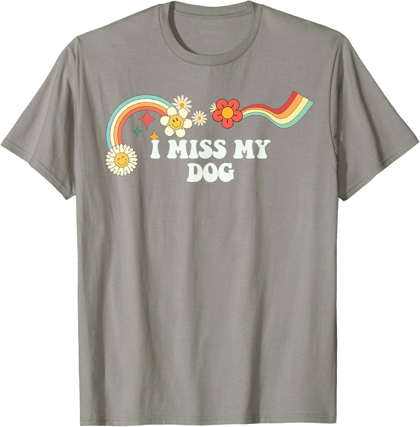 Groovy Funny I Miss My Dog Men Retro T-Shirt - T-Shirt | Sand