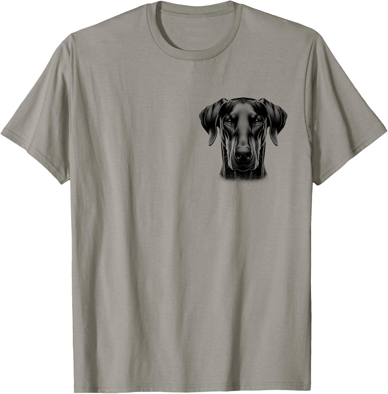 MyAnimal - Your Favourite Animal Wear Proud Doberman Head with Floppy Ears on Chest , Small, Grey T-Shirt - T-Shirt | Sand