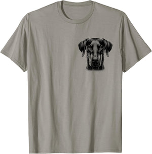 MyAnimal - Your Favourite Animal Wear Proud Doberman Head with Floppy Ears on Chest , Small, Grey T-Shirt - T-Shirt | Sand