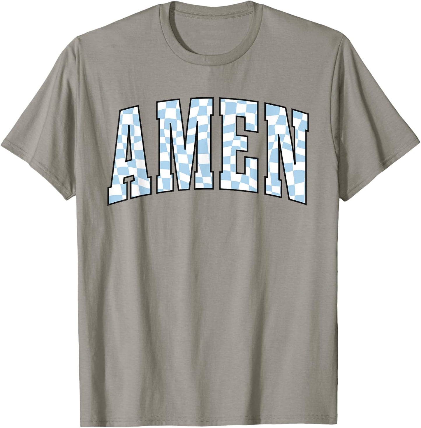 Amen Religious Checkerboard Christian Bible Verse Jesus T-Shirt - T-Shirt | Sand