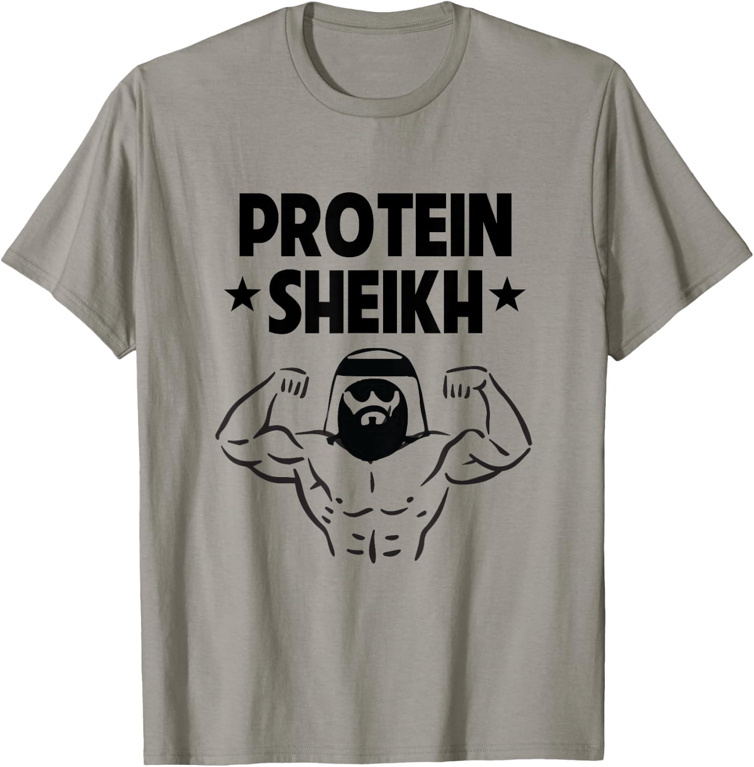 Protein Sheikh Funny Arabic Gym Fitness Lover Bodybuilding T-Shirt - T-Shirt | Sand