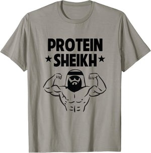 Protein Sheikh Funny Arabic Gym Fitness Lover Bodybuilding T-Shirt - T-Shirt | Sand