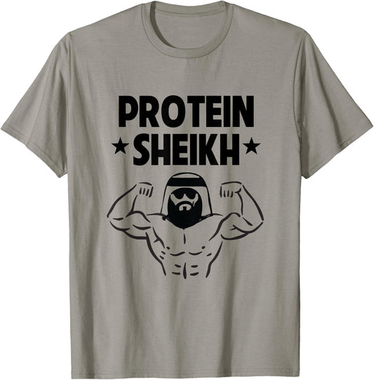 Protein Sheikh Funny Arabic Gym Fitness Lover Bodybuilding T-Shirt - T-Shirt | Sand